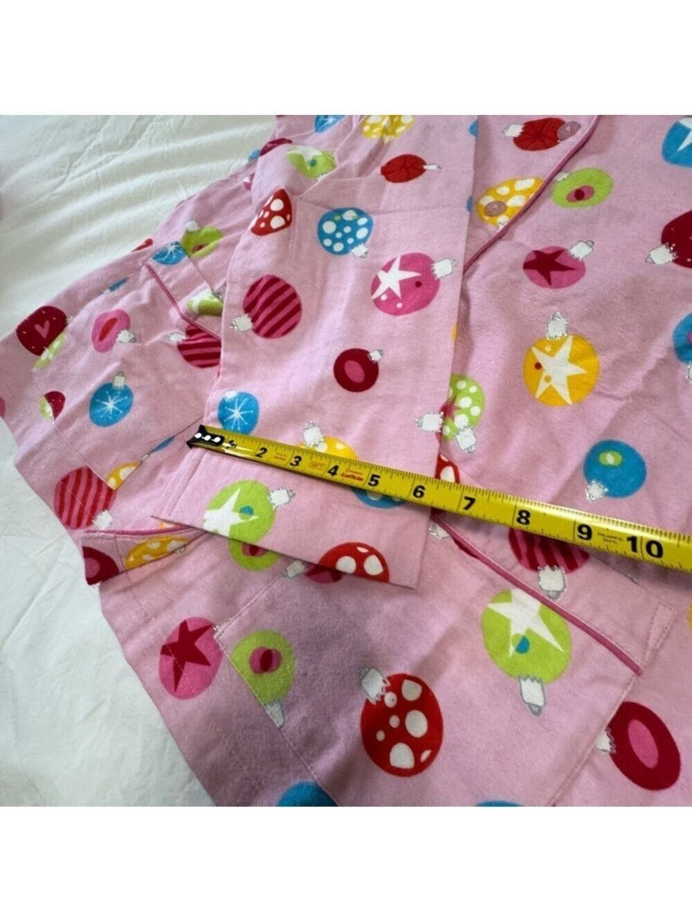La SENZA Pink Pajama Top with Colorful Patterns Christmas Medium - Picture 10 of 11